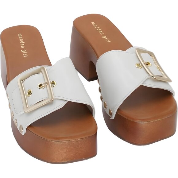 Madden Girl Woodland Platform Block Heel Slide Sandals Bone Women's US 9M - Picture 1 of 6